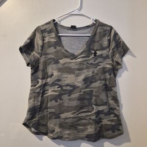 Dutch Bros Gray Camo V-Neck Tee